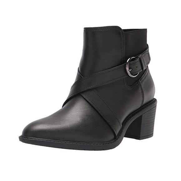 Clark Leather Black Scene Ankle Strap Zip Boot 9.5 - Picture 1 of 4